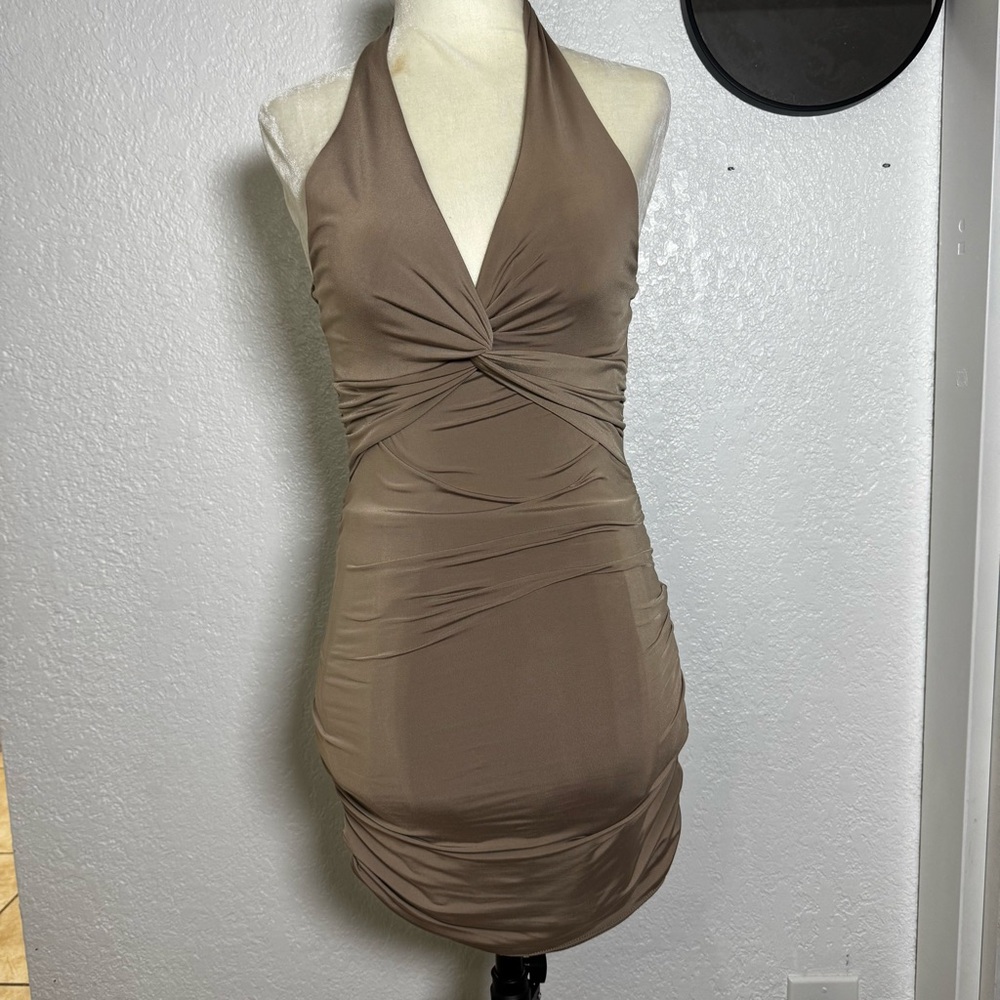 Forever 21 Backless Halter Dress in Brown